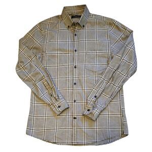 EC ZARA MEN'S PLAID HOUNDSTOOTH BUTTON DOWN SHIRT SZ.M